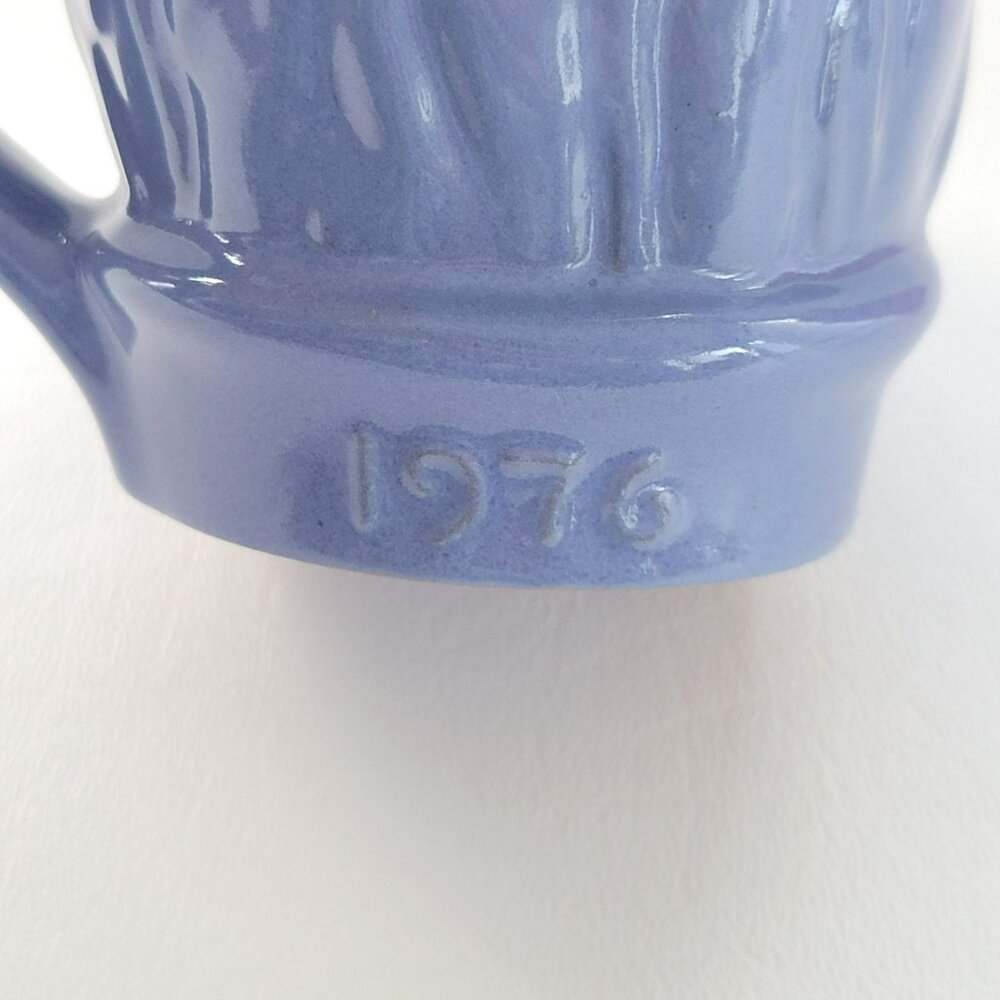 Vintage Frankoma Art Pottery Uncle Sam Mug Set of 2, Red & Blue, c.1976 USA Made - Picture 6 of 12
